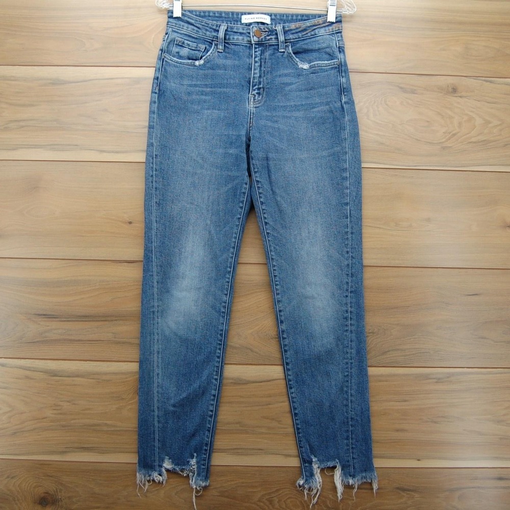 Flying Monkey Jeans‎ Womens 26 Blue High Rise Distressed Raw Hem Ankle F4068